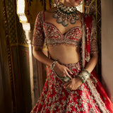 Red Zardosi Lehenga Set