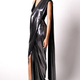 Shimmer Ganji with Waterfall Sari