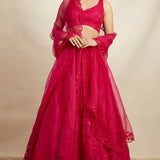 Hot Pink Organza Lehenga Set