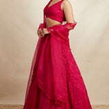 Hot Pink Organza Lehenga Set