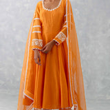 Orange Chanderi Anarkali Set