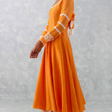 Orange Chanderi Anarkali Set