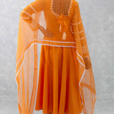 Orange Chanderi Anarkali Set