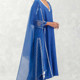 Blue Embroidered Chanderi Kurta Set