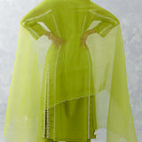 Green Embroidered Chanderi Kurta Set