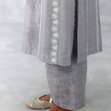 Grey Embroidered Chanderi Kurta Set