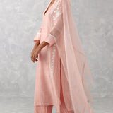 Blush Pink Embroidered Chanderi Kurta Set