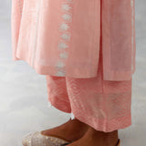 Blush Pink Embroidered Chanderi Kurta Set