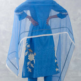Blue Embroidered Chanderi Kurta Set