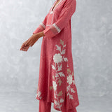 Rose Pink Embroidered Chanderi Kurta Set