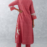 Rose Pink Embroidered Chanderi Kurta Set
