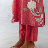 Rose Pink Embroidered Chanderi Kurta Set