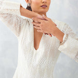 Ivory Embroidered Chanderi Anarkali Set