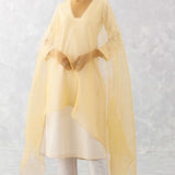Ivory Mango Pin tucks Embroidered Kurta Set