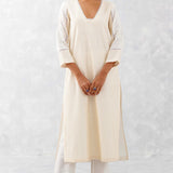 Ivory Mango Pin tucks Embroidered Kurta Set