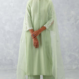 Sea Green Pin Tucks Embroidered Kurta Set
