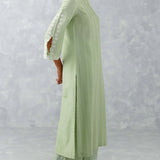 Sea Green Pin Tucks Embroidered Kurta Set