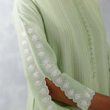 Sea Green Pin Tucks Embroidered Kurta Set