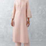 Blush Pink Pin Tucks Embroidered Kurta Set