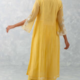 Mango Yellow Embroidered Chanderi Kurta Set