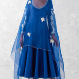 Blue Embroidered Anarkali Set