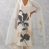 Ivory Hand Painted Chanderi Kurta Set
