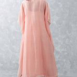 Pink Embroidered Silk Chanderi Kaftan Set
