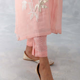 Pink Embroidered Silk Chanderi Kaftan Set