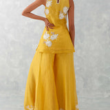 Mango Yellow Embroidered Sharara Set
