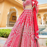 Mythili Lehenga Set - Berry Sorbet
