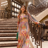 African Print Crepe Top With Skirt