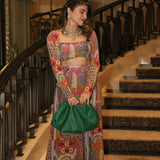 African Print Crepe Top With Skirt