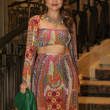 African Print Crepe Top With Skirt
