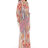 Multicolour African Print Crepe Long Straight Kaftan
