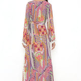Multicolour African Print Crepe Long Straight Kaftan