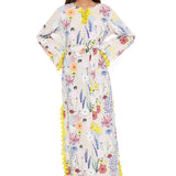 Stone Bee Garden Print Art Crepe Long Beyza Kaftan