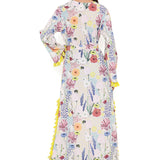 Stone Bee Garden Print Art Crepe Long Beyza Kaftan