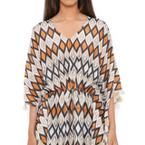 Mustard Ikat Print Silkmul Kaftan