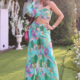 Aqua Kuno One Shoulder Top With Palazzo
