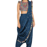 Maori Midnight Low Crotch Drape Pant Set